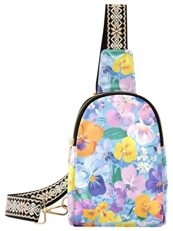 voucong trendy Spring Flowers Orchid Hyacinths Blue body fanny packs anti-theft bag purses for women for day pack, Spring Flowers Orchid Hyacinths Blue, One Size