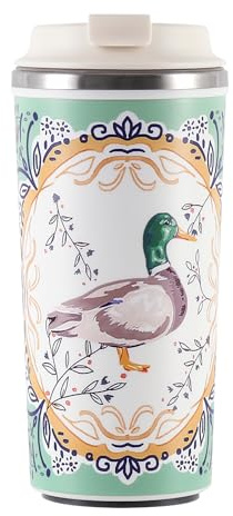 Cottea Gobelet à Café 450 ml/15 oz Avec Revêtement En Céramique, Tasse à Café Isotherme Antidérapante Avec Base à Ventouse Et Couvercle à Ouverture En Un Clic. (canard)
