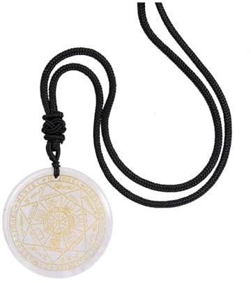 PiercingJak Siegel der 7 Erzengel Halskette für Herren Damen Obsidian Bergkristall Natürliche Kristalle Steine Kette mit Talisman Medaille Anhänger Heilsteine Solomon Schmuck Schutz Amulett