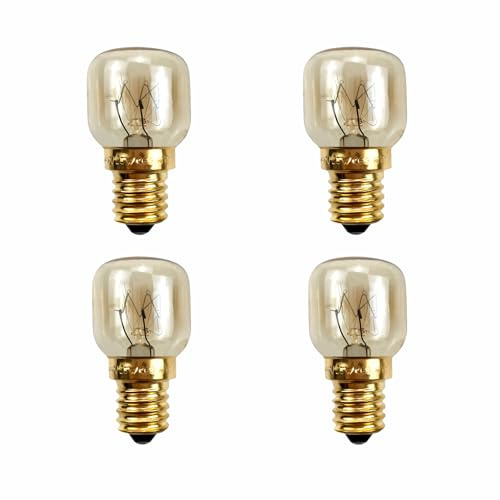 Maple Plentiful 4PCS Luz Para Horno, Bombillas Lampara Sal, Bombilla Nevera 25w E14, Resistentes Hasta 300 Grados, Blanca Cálida 2700k, Para Horno, Parrillas, Lámpara De Sal, Microondas, Frigorífico