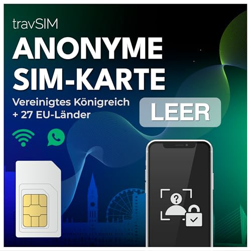 Anonyme SIM-Karte UK & EU | Prepaid SIM-Karte | Leere SIM-Karte – Daten jederzeit hinzufügen | UK-Nummer (+44) | 30 Tage