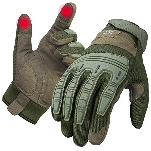 KEMIMOTO Taktische Handschuhe, Arbeitshandschuhe Herren, Einsatzhandschuhe mit Touchscreen, Vollfinger, Outdoor Handschuhe für Bushcraft, Jagd und Security