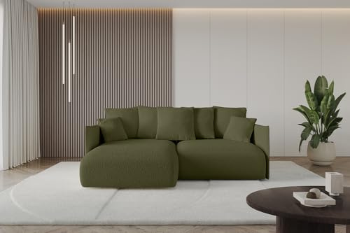 ALTDECOR Ecksofa mit Schlaffunktion und Bettkasten Corner Sofa Eckcouch Couch L-Form angeordnet Schlafcouch Ausziehbar Wohnlandschaft ONESK-L 216x177x42 Grün