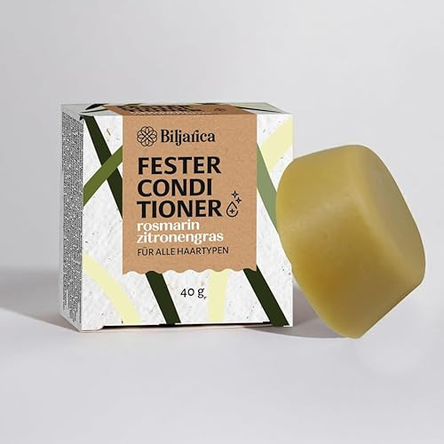 Biljarica - Rosmarin & Zitrone - Fester Conditioner Herren & Damen - für Haare & Kopfhaut - Haar Conditioner -handgefertigte Natürliche Haarspülung, vegan - Für alle Haartypen - 40g