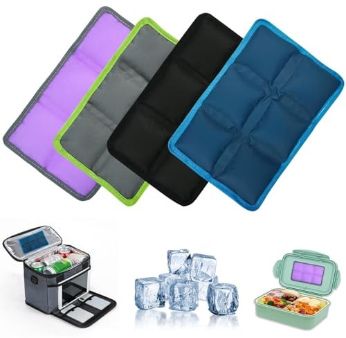 IHLOOTD 4 Piezas Bolsas de Hielo Reutilizables, Acumuladores de Frío Nevera, Bloques Congeladores de Frío Pequeños, Placas Hielo Nevera, para Viajes, Escuela, Picnic, Camping