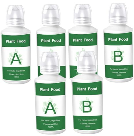 6-teiliges Hydrokultur-Pflanzenfutter A und B Hydrokultur-Nährstoff-Düngemittel-Set für Gemüse, Obst, Blumen, Innensysteme, Pflanzenwachstum, Nährstofflösung