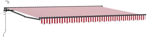 vidaXL Elektrische ausziehbare Markise Rot, Weiß, Anthrazit 5 x 3 m, Garten Schattenlösungen, modernes Freiluftzelt, ausziehbares Markisen, elektrische Sonnenschutz, Verstellbarer Schirm