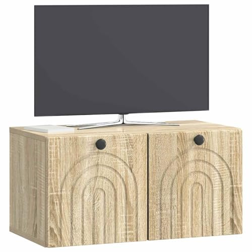 vidaXL Wandmontierter TV-Schrank Sonoma-Eiche 59,5 x 31 x 30 cm, Modernes Wohnzimmer Lager, rechteckiges Design, Wandregal, praktische Medieneinheit, viele Entertainment Plätze