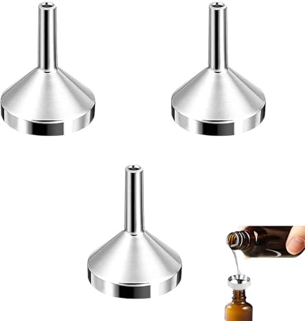 3 PCS Small Funnel Set, Mini Metal Funnels, Silver Aluminium Mini Funnels, Aluminium Mini Funnel Metal, for Liquids, Powders, Oils, Perfume & Jam Filling