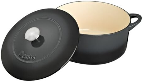 Denby Halo Cast Iron 5.2L Round Casserole, Medium, Gray