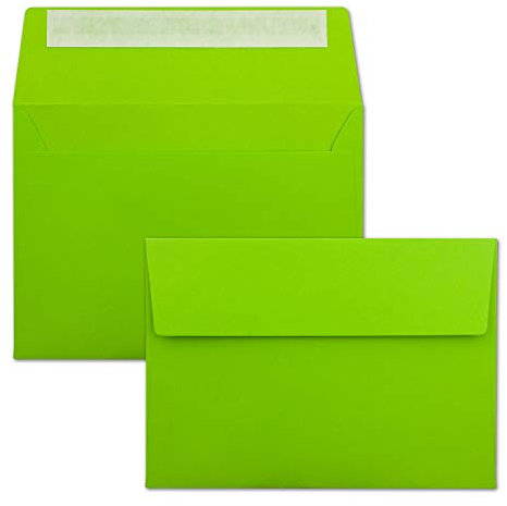 25x Briefumschläge Hell-Grün DIN C6 Format 11,4 x 16,2 cm - Haftklebung - Kuverts ohne Fenster - Weihnachten, Grußkarten & Einladungen - Für A6 & A4 Papier