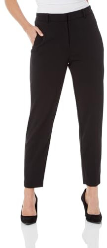 Roman Originals Work Trousers for Women UK Ladies Office Smart Stretch Suit Pants Slacks Cigarette Straight Leg Tailored High Elasticated Waist Ankle Grazer Slim - Regular Black (28 inch) - Size 12