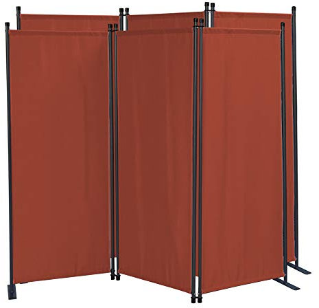 QUICK STAR 2 Stück Paravent 3 Teilig 170 x 165 cm Stoff Raumteiler Trennwand Balkon Sichtschutz Stellwand Faltbar Rotorange RAL 2001