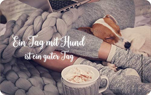 RAHMENLOS Das Geschenk für den Hundebesitzer: EIN Tag mit Hund ist EIN guter Tag - Frühstücksbrettchen Schneidbrettchen Made in Germany