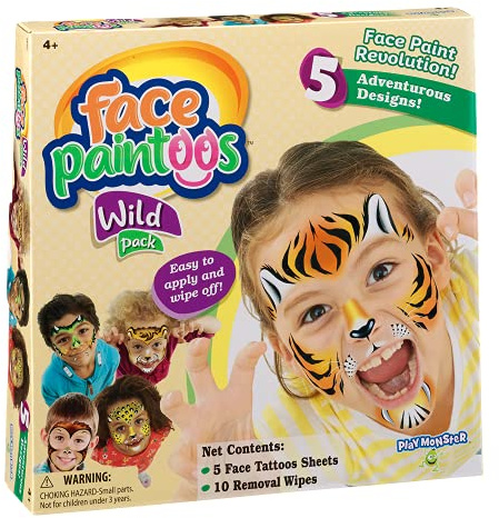 Face Paintoos - Wild Pack - Face Design for a Face Paint Alternative for Kids Ages 4+