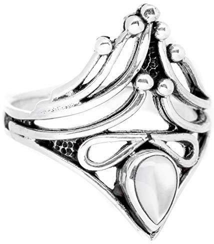 WINDALF Damen Ring LEONA 20 mm Perlmutt Zauberring 925 Sterlingsilber (Silber, 62 (19.7))