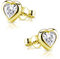 Materia Gold Ohrringe Mädchen Herz Stecker - 925 Sterling-Silber Ohrstecker Kinder vergoldet mit Zirkonia SO-11-Gold