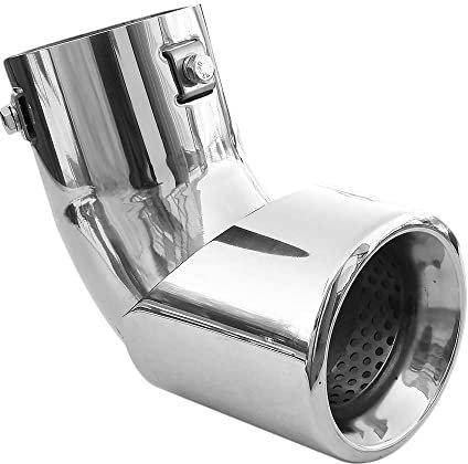 Auspuffblende Gebogen Endrohr Edelstahl Auto Endrohrblenden Auspuffendrohr Auspuffrohr Tuning Universell Schalldampf Blende Sport Rund Chrom Auspuffspitzen 71 mm
