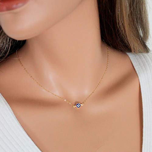 TseenYi – Collier ras du cou avec pendentif en forme de mauvais œil, pour femme et fille, doré