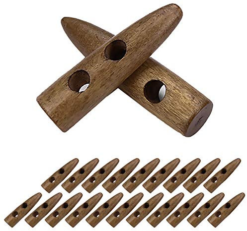 20 Knebel-Knöpfe Holz Knebel-Knopf Triangle Holzknopf 2Loch 8 Farben / 7 Größen