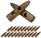 20 Knebel-Knöpfe Holz Knebel-Knopf Triangle Holzknopf 2Loch 8 Farben / 7 Größen, Größe:45 mm | rehbraun