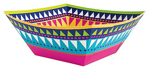 Unique 73448EU Square Boho Fiesta Party-1 Count (Pack of 1), Multicolour, Eco-Friendly Paper Bowl