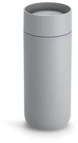 Fellow Carter Move Mug with 360º Drinking Lid - Open Top Coffee to-Go Mug with Ceramic Inside, Vacuum Insulated Stainless Steel, Matte Grey, 16 oz Cup