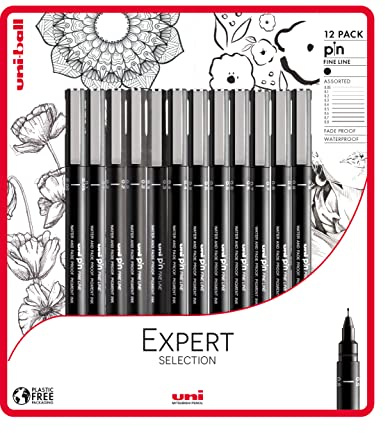 Uni-ball Expert Selection, 12 Stück uni-PIN Fineliner Zeichenstifte, Schwarz