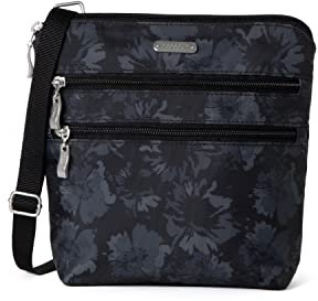 Baggallini Essential Umhängetaschen für Damen, 23 x 20 cm, organisiert, leicht, waschbar, Nylon-Reisetasche mit RFID-Schutz., Midnight Garden