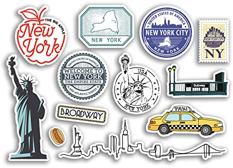 A5 Aufkleberbogen New York Vinyl Aufkleber – City America USA Taxi Skyline Briefmarken Urlaub Reisen #78493