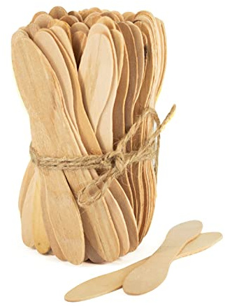 wisefood Probierstäbchen, 500 Stk. Eisstäbchen aus stabilem Holz, 10 cm, geschmacksneutrale und splitterfreie Eislöffel aus biologisch abbaubarem Birkenholz