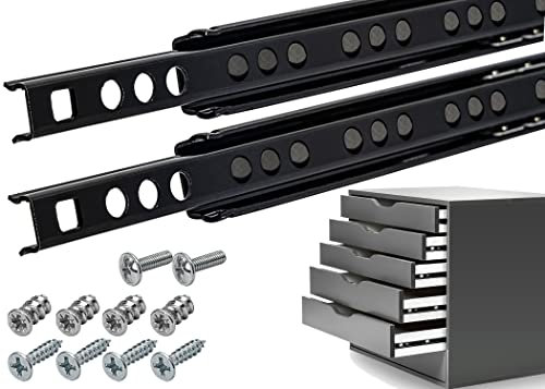 Neuhall Schubladenschienen 150mm Nuthöhe 17mm SCHWARZ (2er Set) Schubladenauszug Auszüge für Schubladen Laufschienen für Schubladen Teilauszug inkl. Schraubenset