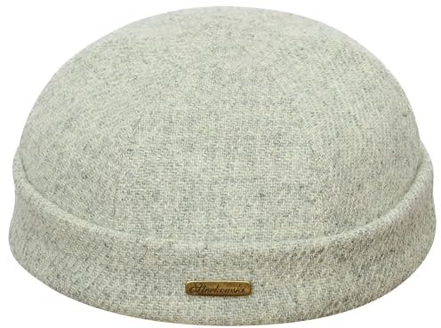 Sterkowski Docker Mütze | Harris Tweed Beanie Kappe für Herren und Frauen | Docker Cap Leon der Profi Beanie Herren Fahrrad Mütze Kapitänsmütze Herren Wintermütze Herren Hellgraumeliert 61 cm