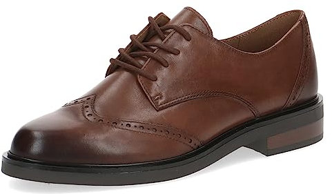 CAPRICE Damen Schnürschuhe aus Leder mit Blockabsatz, Braun (Cognac Nappa), 36 EU