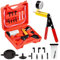 Swpeet 15pcs - 1set Rouge 2 - en - 1 Main Pompe à Vide Frein dégonfleur Combo Kit, système de freinage Outil de dégonflage Pompe à Vide Manuelle avec Adaptateur d'instrument Remplacement de l'huile