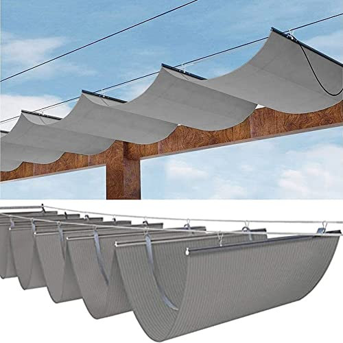 LXHONG Pergola Rétractable pour L'extérieur Toile À Vagues en Fil De Fer Toile D'ombrage avec Protection UV 95%, pour Pergola Cadre Coulissant sur Câble Vague, Patio, Terrasse, Cour, Porche (Couleur