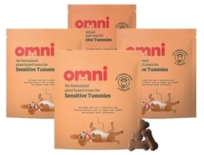 Omni Dog Training Treats, Probiotics for Dogs - Dog Treat Supports Gut Health & Stool Consistency with Chicory Root, Plant Based Vet Formulated for Puppy and Adult, 70g x 4 Case