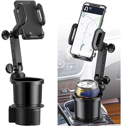 JNNJ 2 in 1 Upgrade Handyhalterung Auto Getränkehalter, 360° Rotation Universal Getränkehalter für Auto, Multifunktionaler Verstellbarer Handyhalterung für Alle Phone