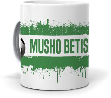 mundohuevo Taza Personalizada Betis. Regalo Original. Musho Betis. Lema. Regalo Equipo de Futbol. Haz