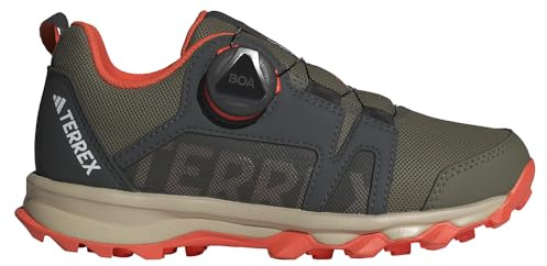 adidas Unisex Kids Terrex Agravic BOA Trail Running Shoes, Olive strata/Wonder Beige/Orange, 11 UK Child