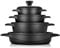 briebe Batería Cocina Inducción 8 Piezas, Juego 4 Ollas Aluminio Fundido, Antiadherente ILAG GRANITEC sin PFOA, Set Cazuelas Tapas Cristal, Guantes Silicona, Vitrocerámica, Gas, Horno, MGK-17S
