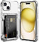Clear Case for iPhone 15 Wallet Case with Card Holder Flip Cover Shockproof Case Heavy Duty Case for iPhone 15 Back Shell Protective Armor Phone Case Bumper Cover Card Slot Case for Men Women 6.1 inch