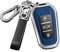 ontto Schlüsselhülle Autoschlüssel Hülle kompatibel mit Opel Crossland X Astra L Corsa Mokka kompatibel mit 208 308GT 2008 3008 Metall Schlüsseletui Schlüsselanhänger-Silber Blau