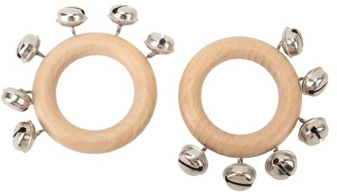 Handglockenrassel, Hochwertige Glocken aus Holz und Metall, Satte Klänge, Tragbare Größe, Vielseitig Einsetzbar, Einfach zu Spielen