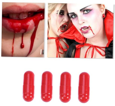 DRESSOOS Blutkapseln Trickspielzeug 24 Stück Kunstblut Kapseln Essbar für Mund Theater Spezialeffekte Halloween Cosplay Party Aprilscherz Streich Requisiten für Erwachsene und Kinder ab 8 Jahren