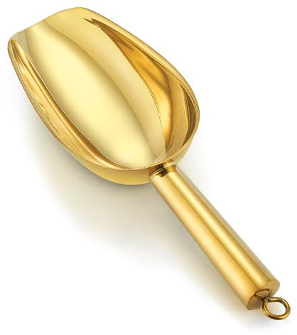 Herogo Paletta per farina, in acciaio inox, piccola pala per farina, caffè, cibo, caramelle, per cucina, bar, matrimoni, buffet, feste, lavabile in lavastoviglie (oro)