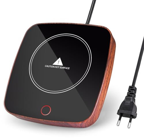 FOXNSK Kaffeewärmer, Tassenwärmer Elektrisch mit 3 Temperatureinstellungen, Auto EIN/Aus, Geräuschlose Heizung,Teewärmer Getränkewärmer Mug Warmer für Kakao Milch Tee, Holzmaserung