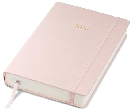 Wykeham's Executive 2026 Daily Journal Planner – UK Public Holidays & Format – Personalisation Available (Rose, A5)