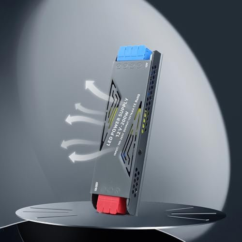 YOODI Transformateur 220V 12V, 200W 16,6A Adaptateur Alimentation LED, Driver Ultra Mince, Conducteur à Tension Constante Basse Tension, Pour Bande Lumineuse