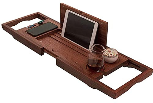 Badewannen-Tablett, Badewannen-Caddy-Tablett, erweiterbares Badezimmer-Organizer-Tablett, natürliches Bambus-Badewannen-Tablett, Badetuchhalter, Weinglashalter, Leseständer, Tablet-Halter, Phtray